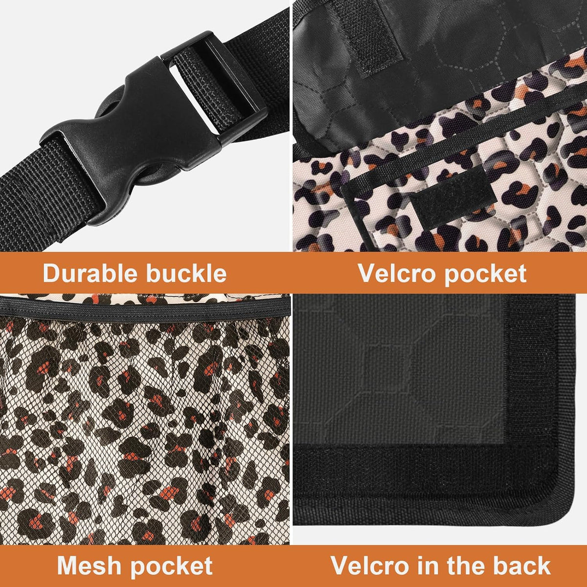 Car Trunk Organizer, Super Capacity Backseat Car Organizer for SUV/Truck/MPV, Hanging Car Storage Organizer with 8 Pocekts, Car Accessories for Women and Men- Leopard print