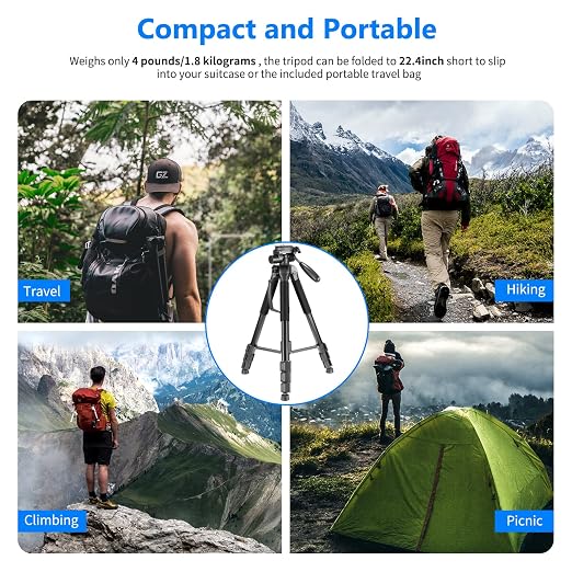 NEEWER Portable Aluminum Alloy Camera 2 in 1 Tripod Monopod Max. 70"/177cm