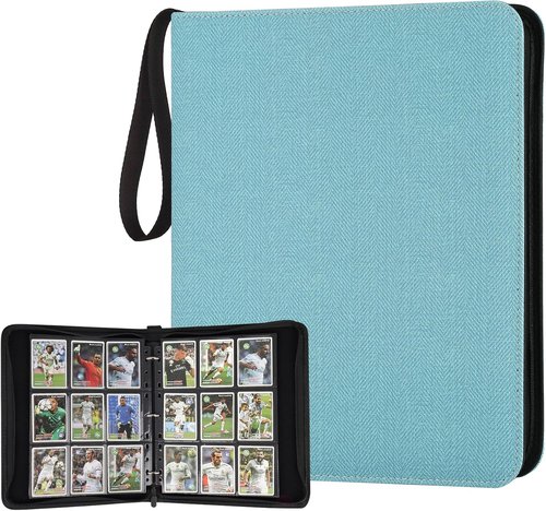 GERMUN Premium Zip Trading Card Binder - 9 Pocket Album for MTG, TCG & Sports Cards | Lake Blue, 720 Double-Sided Pockets