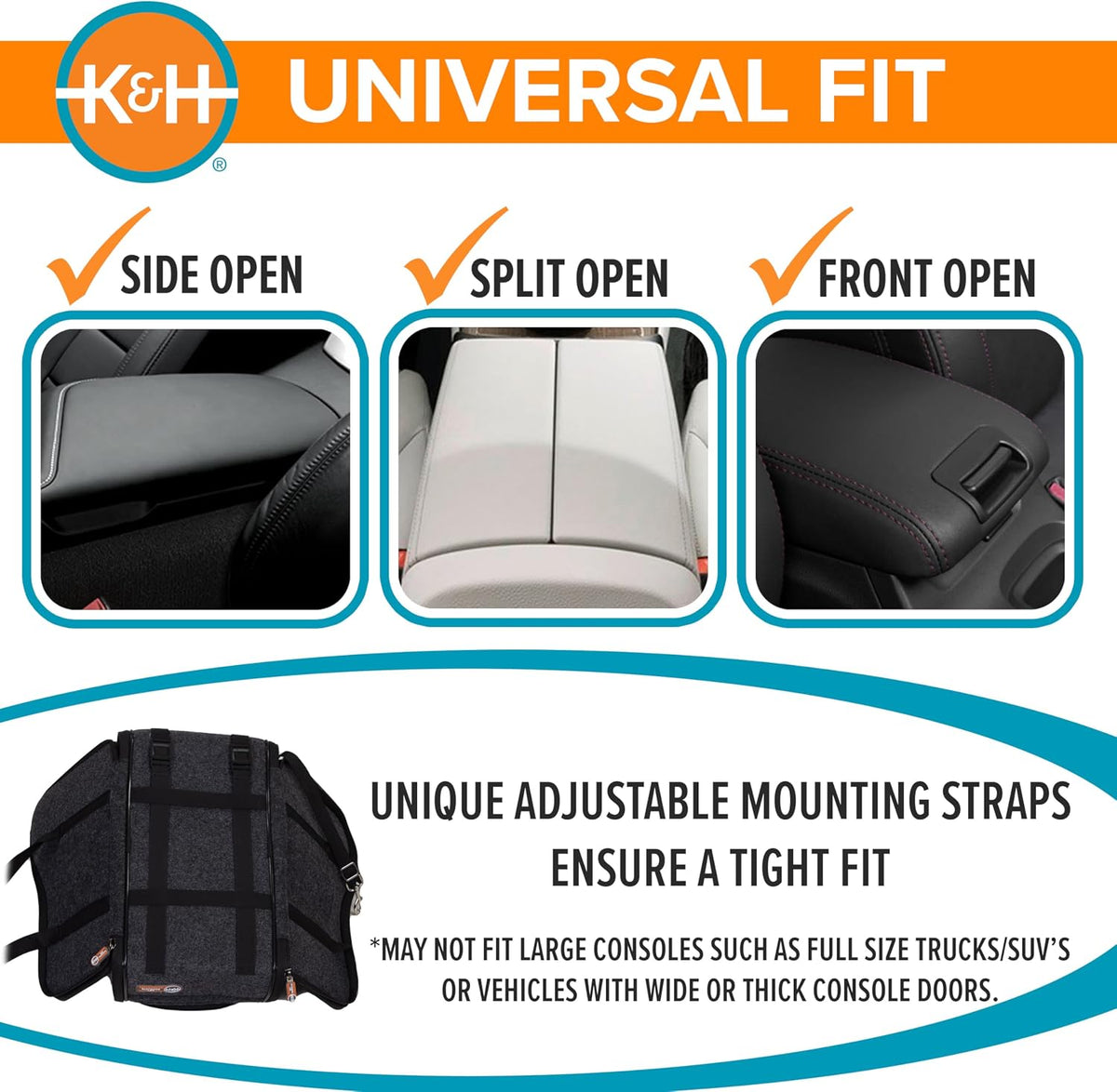 K&H Pet Products Center Console Dog Car Seat for Small Dogs & Cats, Secure Armrest Booster Pet Carrier with Safety Tether, Zippered Enclosure, 2 Pockets, Washable Plush Pad, for Pets Under 8 lbs