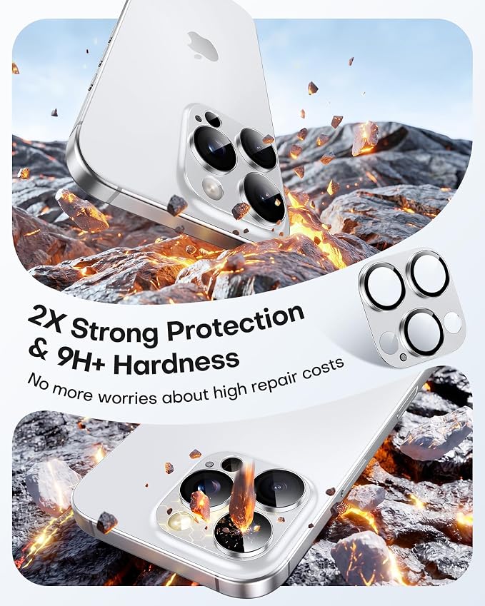 TAURI 2 Pack for iPhone 16 Pro Max/16 Pro Camera Lens Protector, Full Coverage
