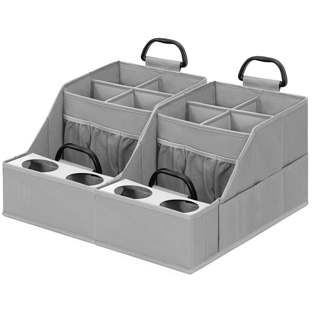 Easi Foldable Car Seat Organizer With 12 Storage Compartments 2 Metal Cup Holders, 2 Pack Back Seat Car Organizer For Car Accessories, Front Seat organizer For SUV Truck Van Sedans, Print