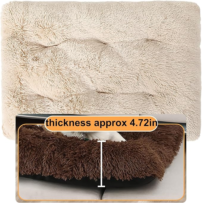 Dog Crate Mat, Dog Bed for Large Dogs, Comfy Fluffy Kennel Pad Anti-Slip for Dog beds & Furniture, Quilted Dog Bed for Pets for Medium/Small Dogs Cats (Color : Brown 2, Size : 36x25)