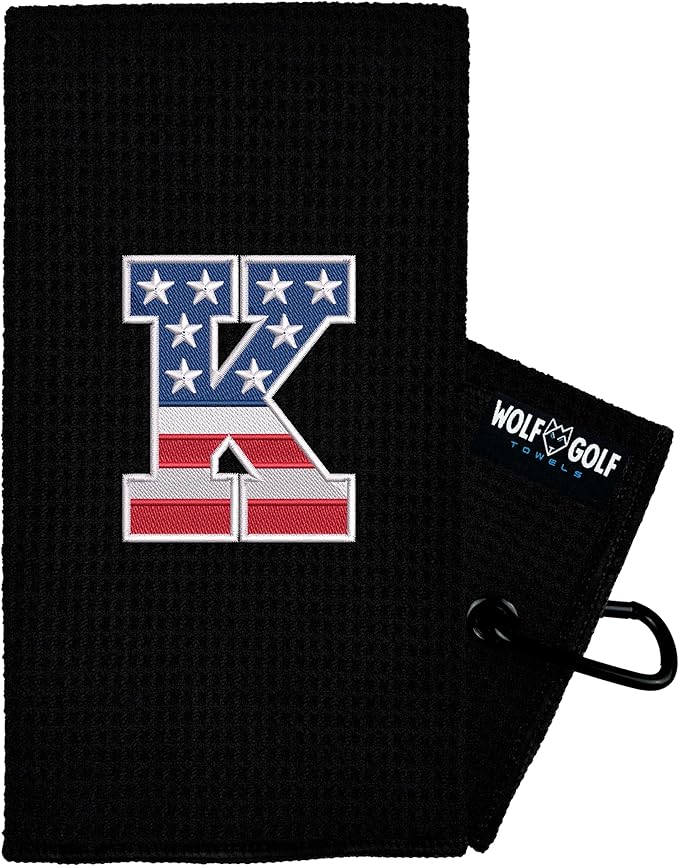 Wolf Golf Towels USA Monogrammed Personalized Golf Towel | Custom Golf Towels for Golf Bags for Men or Women