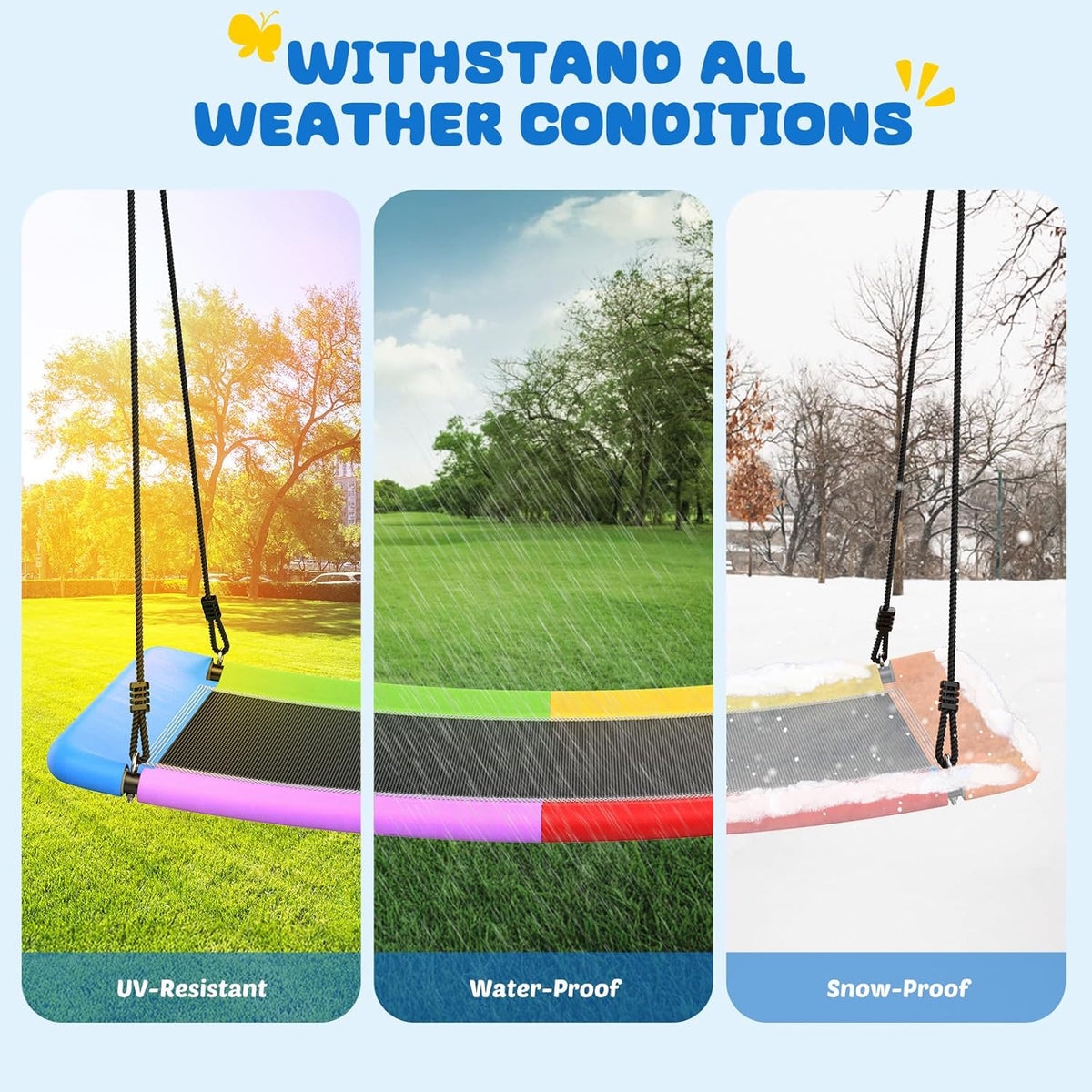 Trekassy 60" Skycurve Platform Tree Swing - 700lb Capacity for Kids & Adults | Rainbow Design