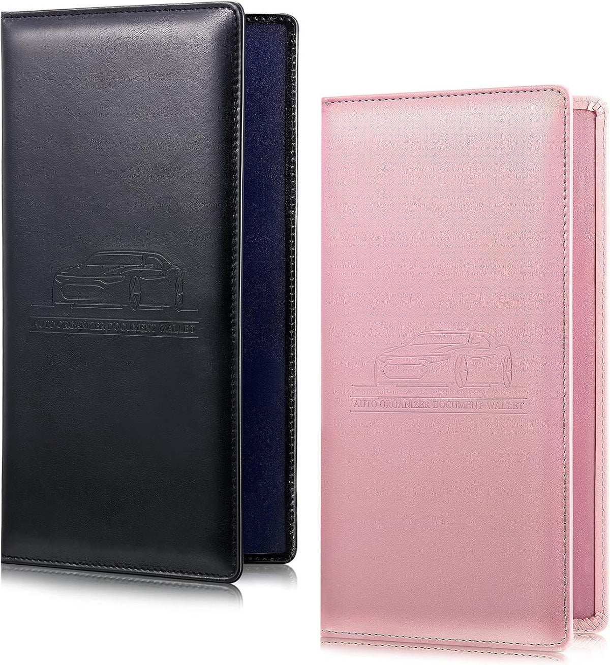 Frienda 2Pcs Car Registration Insurance Card Holder, Black, Pink