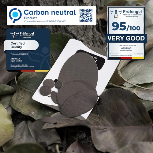 aZengear Repair Patches - Waterproof, Self-Adhesive, Tear-Resistant for Jackets, Tents & More | 11 Pcs, Charcoal Brown