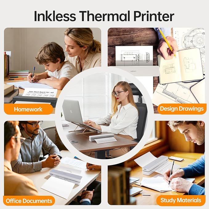 PRT Inkless Portable Printer for Travel, Wireless Thermal Printer for