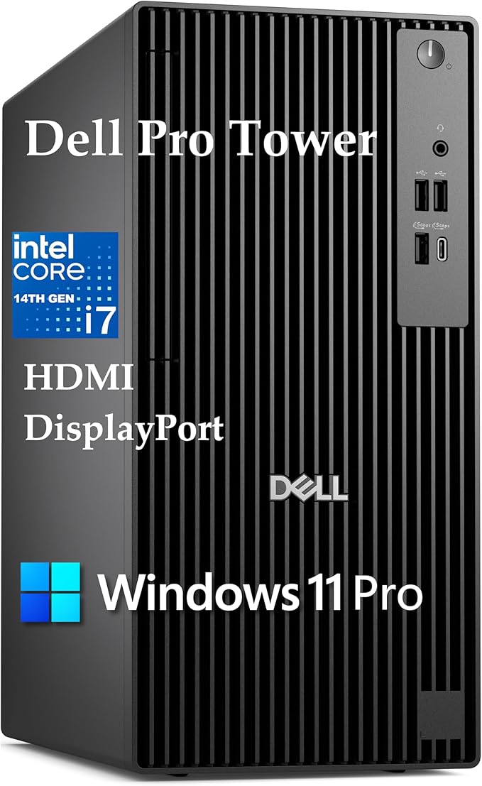 Dell 2026 Pro Tower Desktop, Intel i7-14700T 20-Core, 32GB DDR5+1TB SSD | Multi-Display, Windows 11 Pro, Enterprise Security, Next Gen OptiPlex for for Corporate & Business, Jet Black