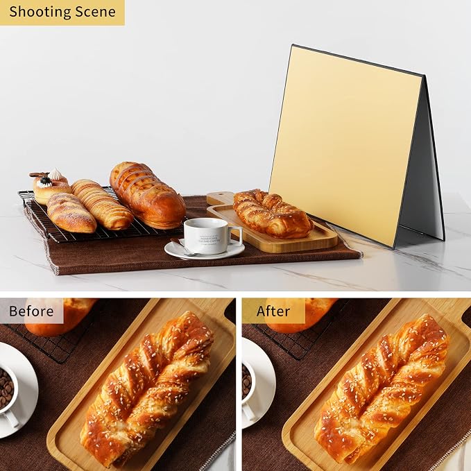Meking 17" x 12"/43 x 30cm Light Reflector Photography Cardboard, 3-in-1 Studio
