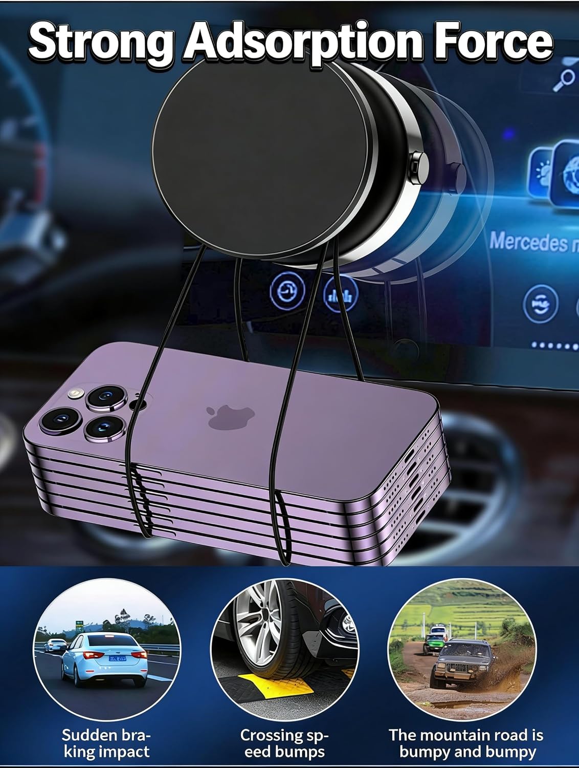 Electric Vacuum MagSafe Magnetic Phone Mount, Suction Cup Holder for Car