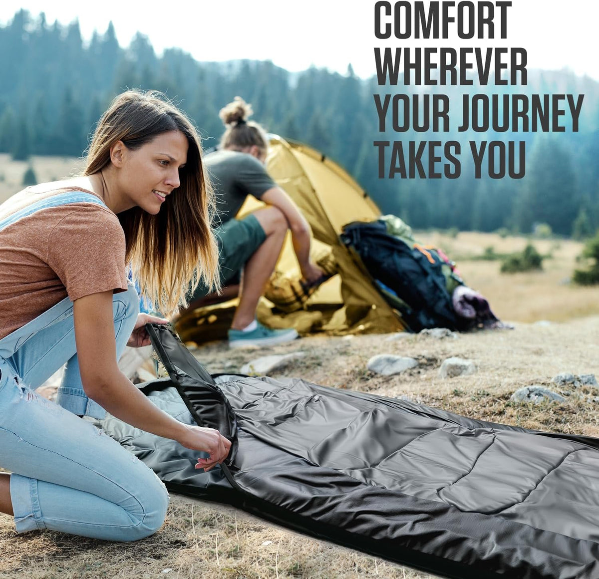 VENTURE 4TH Sleeping Bag - Lightweight & Warm for Cold Weather | XXL Size for Adults, Kids & Couples - Perfect for Hiking & Camping