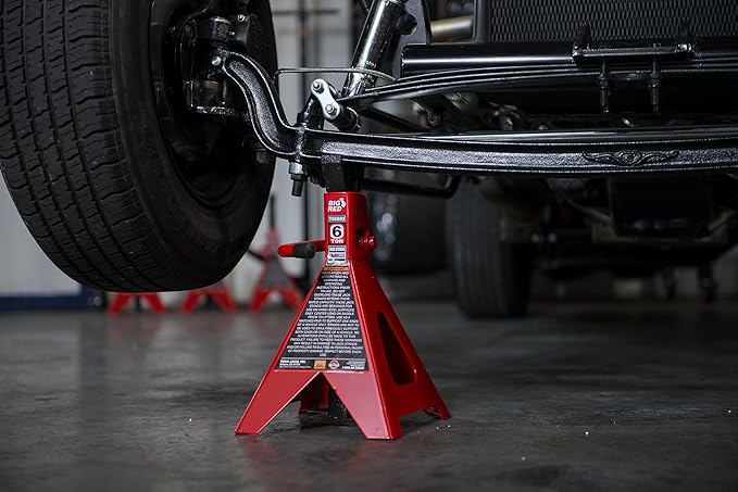BIG RED T46202 Torin Steel Jack Stands: 6 Ton (12,000 lb) Capacity, Red, 1 Pair