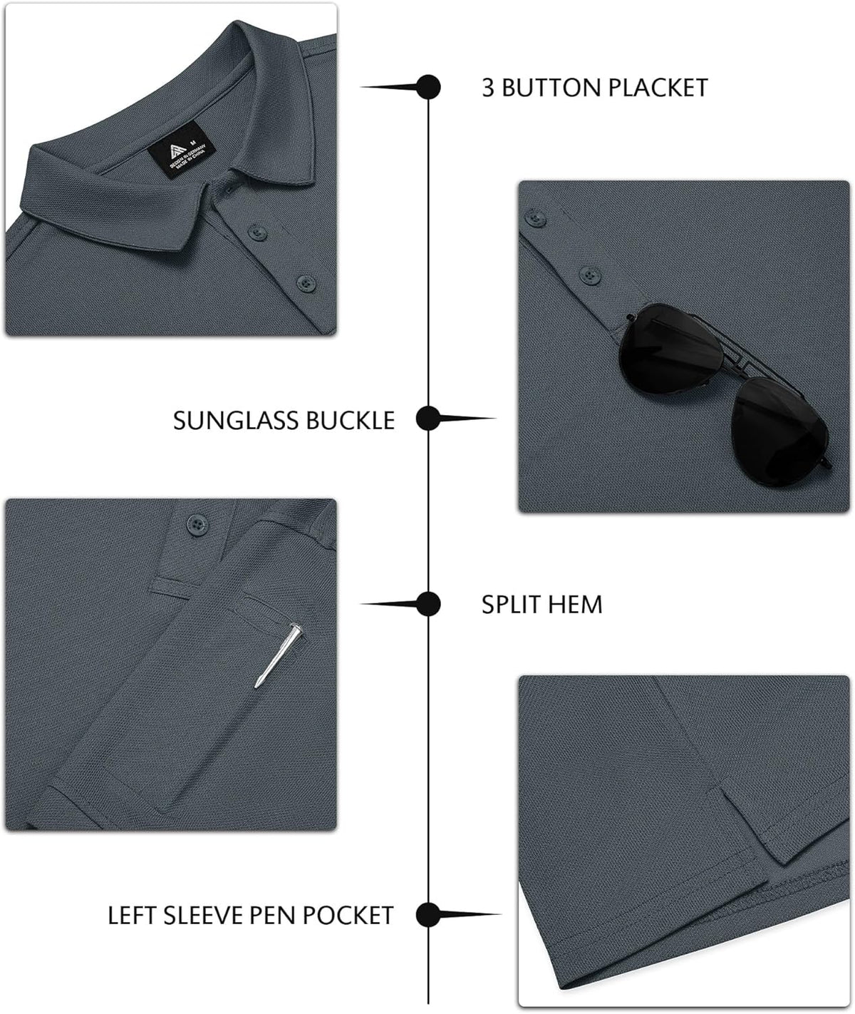 ZITY Men's Polo Shirts - 3 Pack Short Sleeve Golf Shirts with Moisture-Wicking Fabric