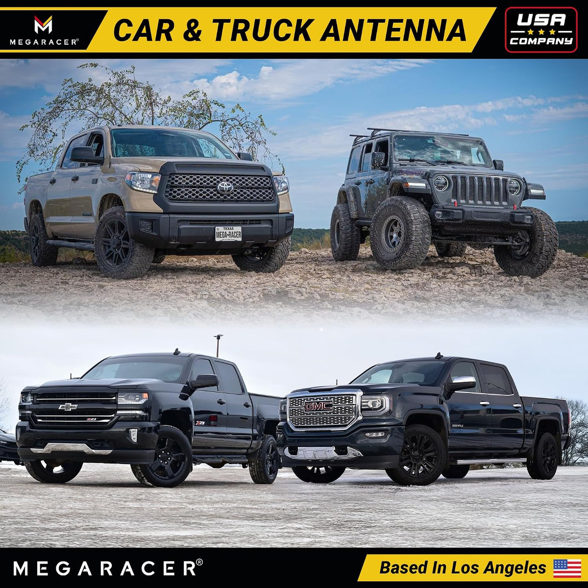 3" Short Black Carbon Fiber Truck Antenna for Ford F150 F250 Bronco RAM 1500 Chevy Silverado GMC Sierra Wrangler Gladiator Tundra Tacoma RAV4 Rogue, Car Wash Safe, Small Stubby Replacement Accessories