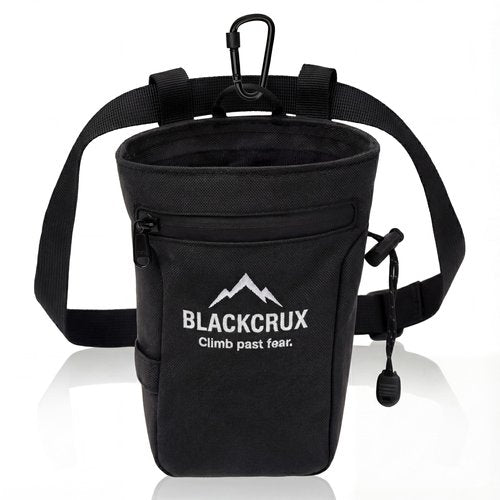 Chalk Bag for Rock Climbing, 600D Cordura Climbing Chalk Bag with Stiff Rim, Water-Resistant Design, Zippered Pocket, Adjustable Belt & Brush Holder, for Bouldering, Gym, Weight Lifting