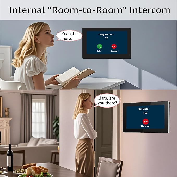 House Video Intercom System for 2 Families, 1080P Wired Video Doorbell