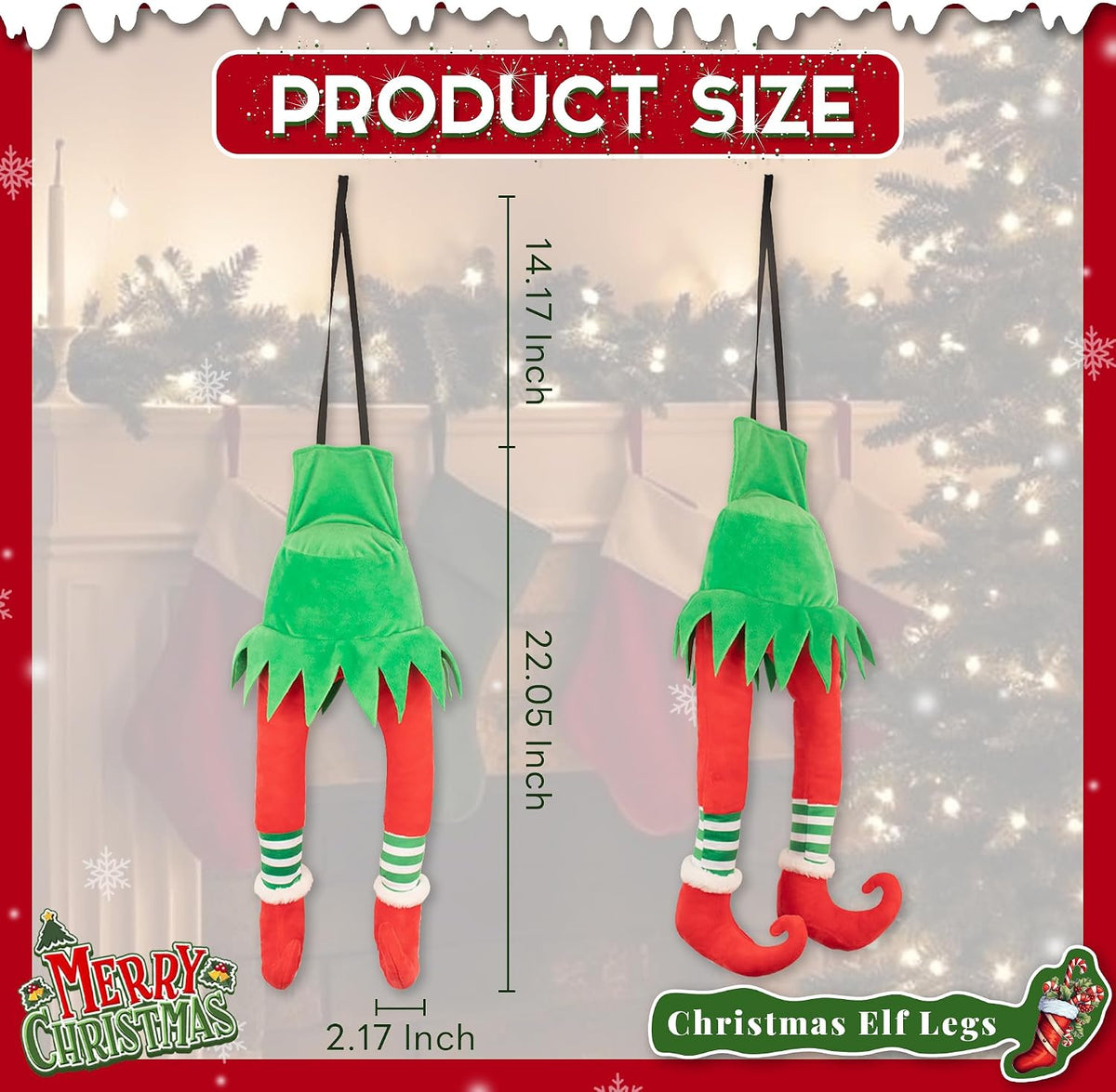 22 Inch Christmas Stuffed Elf Legs for Trunk of Car and Tree Decorations, Hanging Santa Legs Christmas Car Auto Accessories Decor Indoor Outdoor, Pack of 1