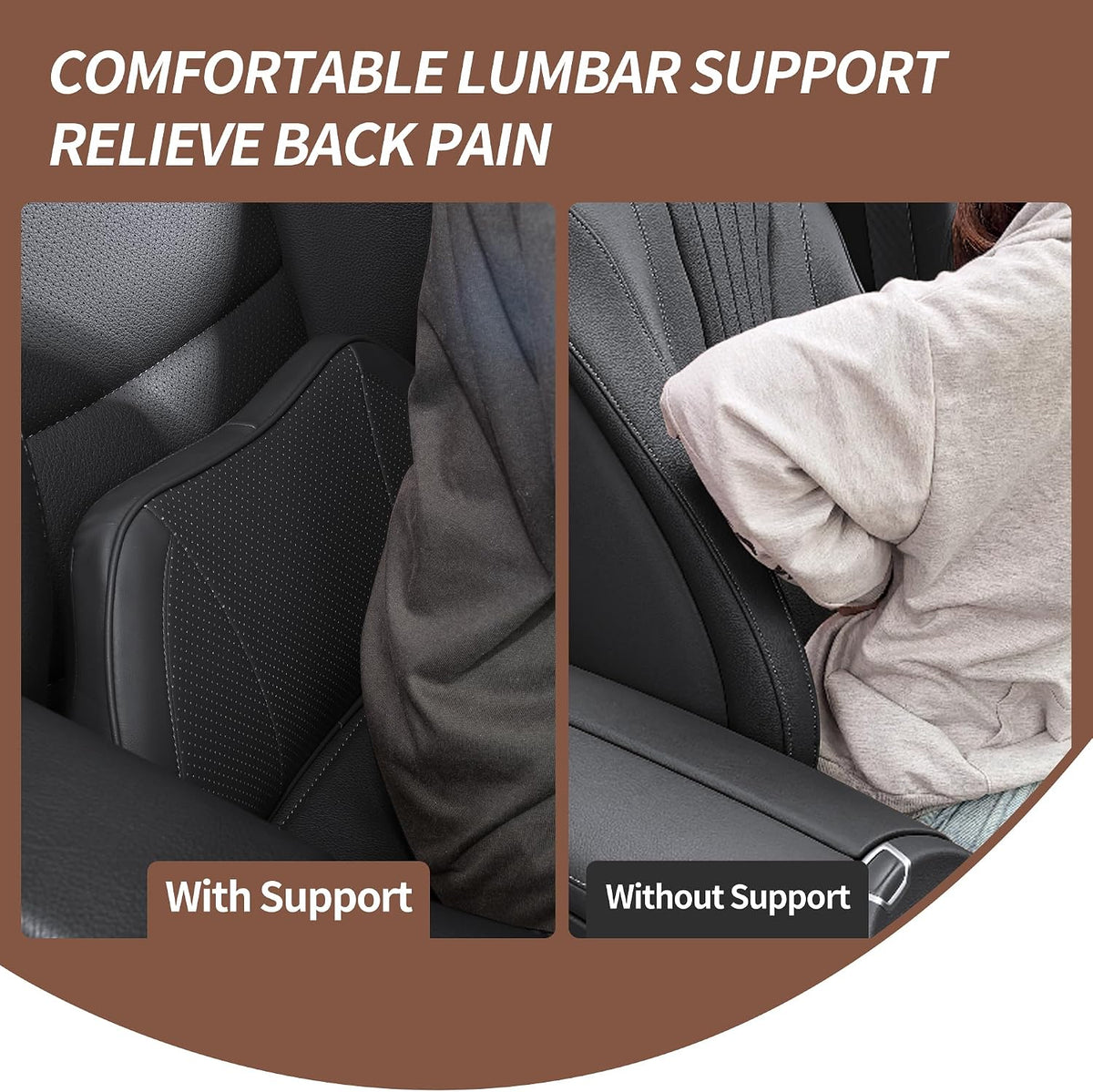 Car Lumbar Support Pillow for Driving Seat, Black, 1 Pack