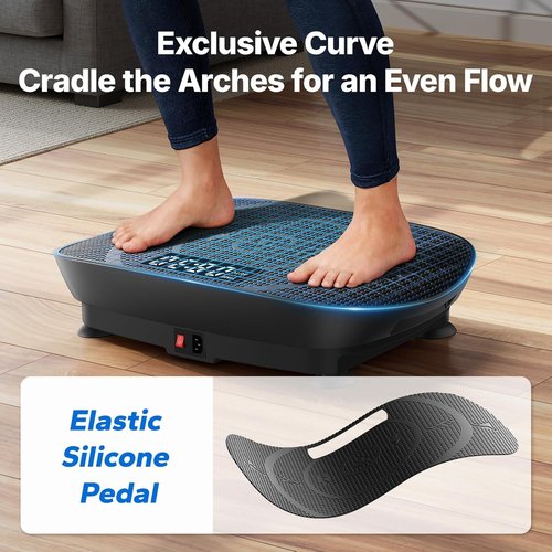 MERACH Vibration Plate - Curved Exercise Machine for Lymphatic Drainage & Weight Loss | LED Calorie Tracker