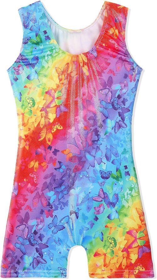 Belovance Toddler Girls' Gymnastics Leotards - Sparkly Rainbow Dinosaur & Leopard Print Biketard