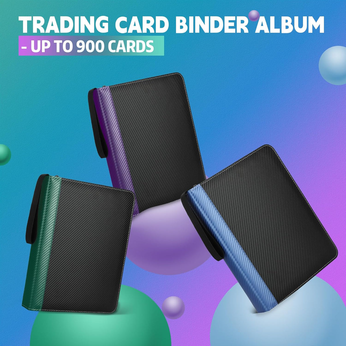 Skiennix 9-Pocket Trading Card Binder - Durable PU Organizer for Sports Cards, MTG & TCG (Blue)