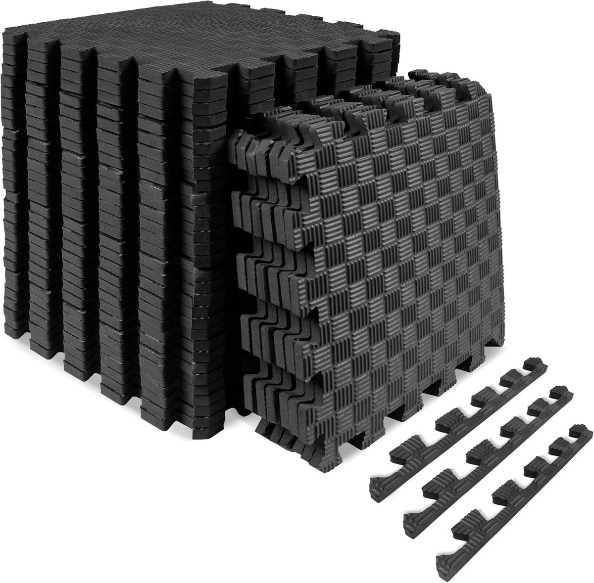 ProsourceFit Exercise Puzzle Mat - Non-Slip EVA Foam Gym Tiles | ½-Inch Thick, 36 Sq Ft, Black, 36 Pieces