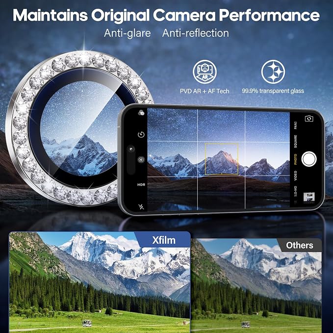 for iPhone 17 Air Camera Lens Protector Bling, Individual Diamond Metal Ring