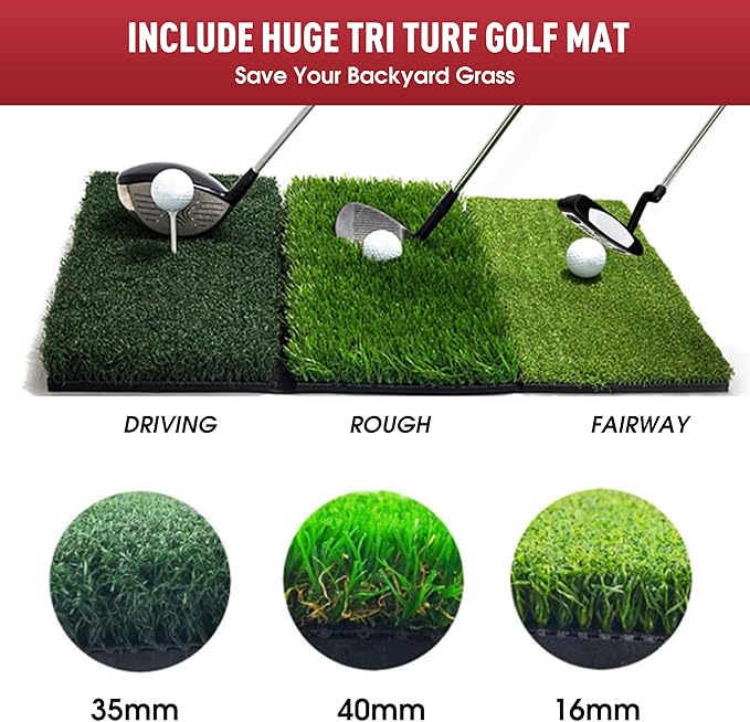 Golf Practice Net - Heavy Duty Driving Range Net with High Impact Chipping Target, Include Carry Bag and Golf Balls for Indoor Outdoor