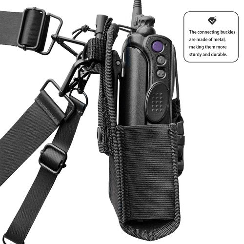 dartbeastix Radio Strap Holster for Firefighters, Adjustable Wide Shoulder Strap with Mic Clip & Anti-Swing Padded Design, Secure Carry System for Small/Medium Radios