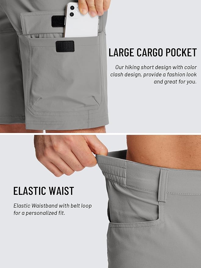 TACVASEN Men's Summer Outdoor Shorts Quick Dry Cargo Casual Work Hiking Shorts (NO Belt)