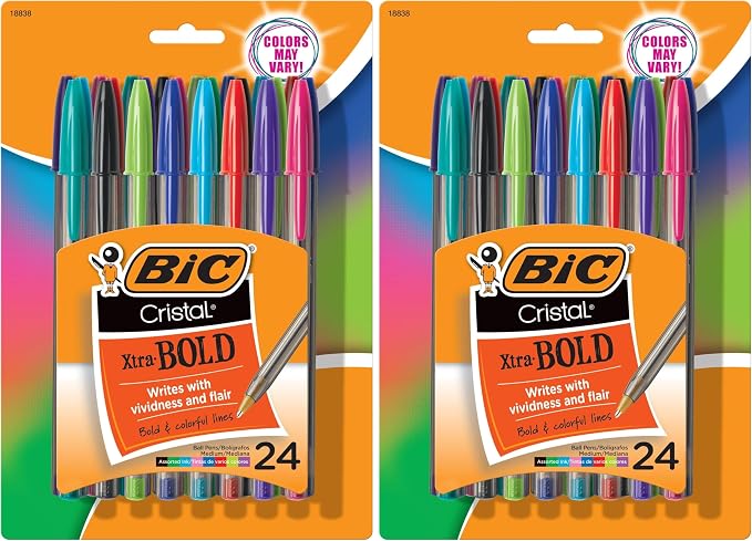 BIC Cristal Xtra Bold Ballpoint Pens, Bold Point