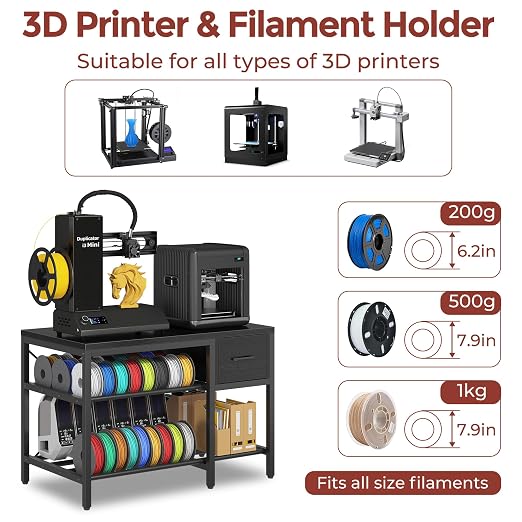 3D Printer Stand with Filament Storage – Heavy Duty Metal 3D Printer Table with