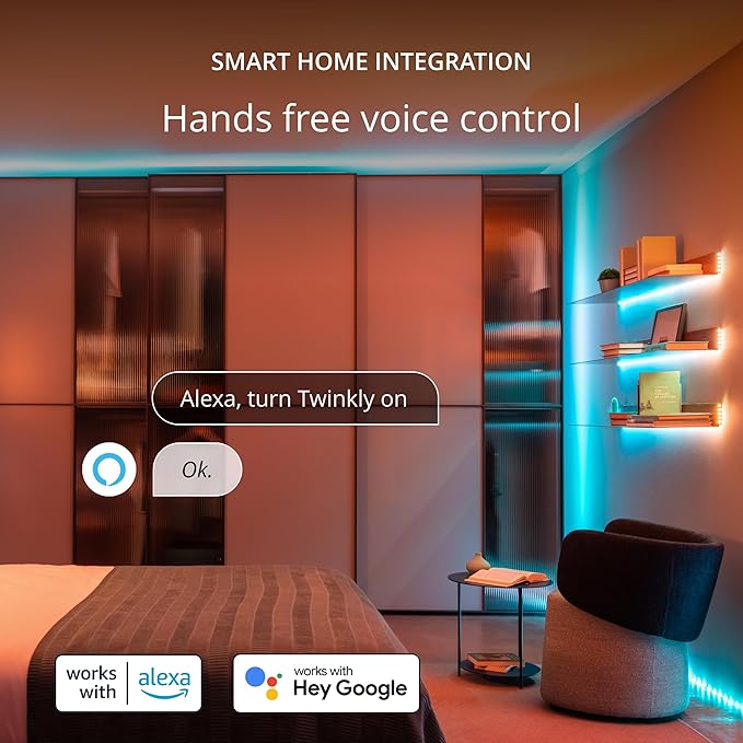 Twinkly Line – Extension Kit App-Controlled Adhesive + Magnetic LED Light Strip with RGB (16 Million Colors) LEDs. Extendable. 5 feet. White Strip. Indoor Smart Home Decoration Light