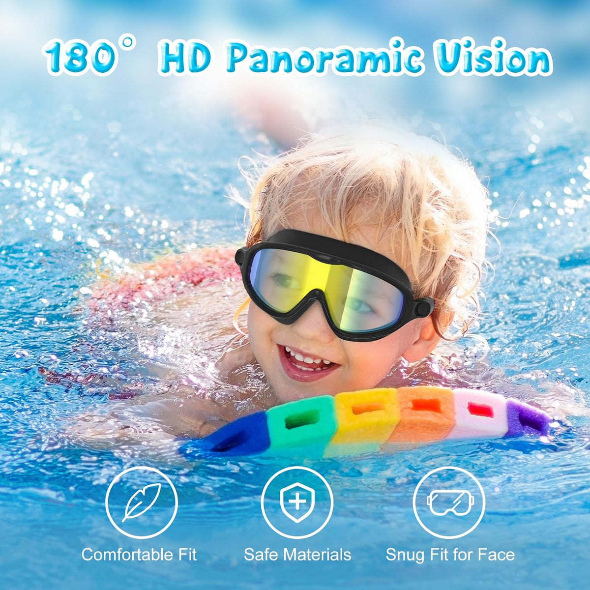 VegoVia Kids Swim Goggles - Anti-Fog UV Protection | Wide View, 2 Pack for Ages 3-15