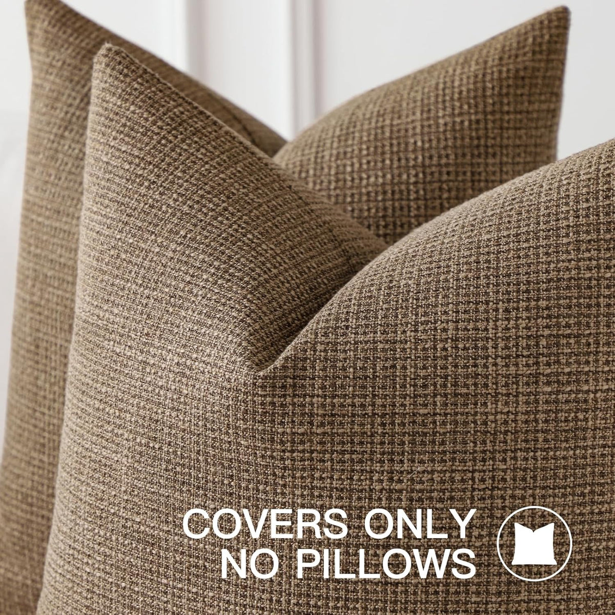 OTOSTAR Linen Throw Pillow Cover Set of 1 Decorative Square Pillowcases Cushion Covers 24x24 Inch for Home Decor Sofa Bedroom Car 60 x 60CM Brown