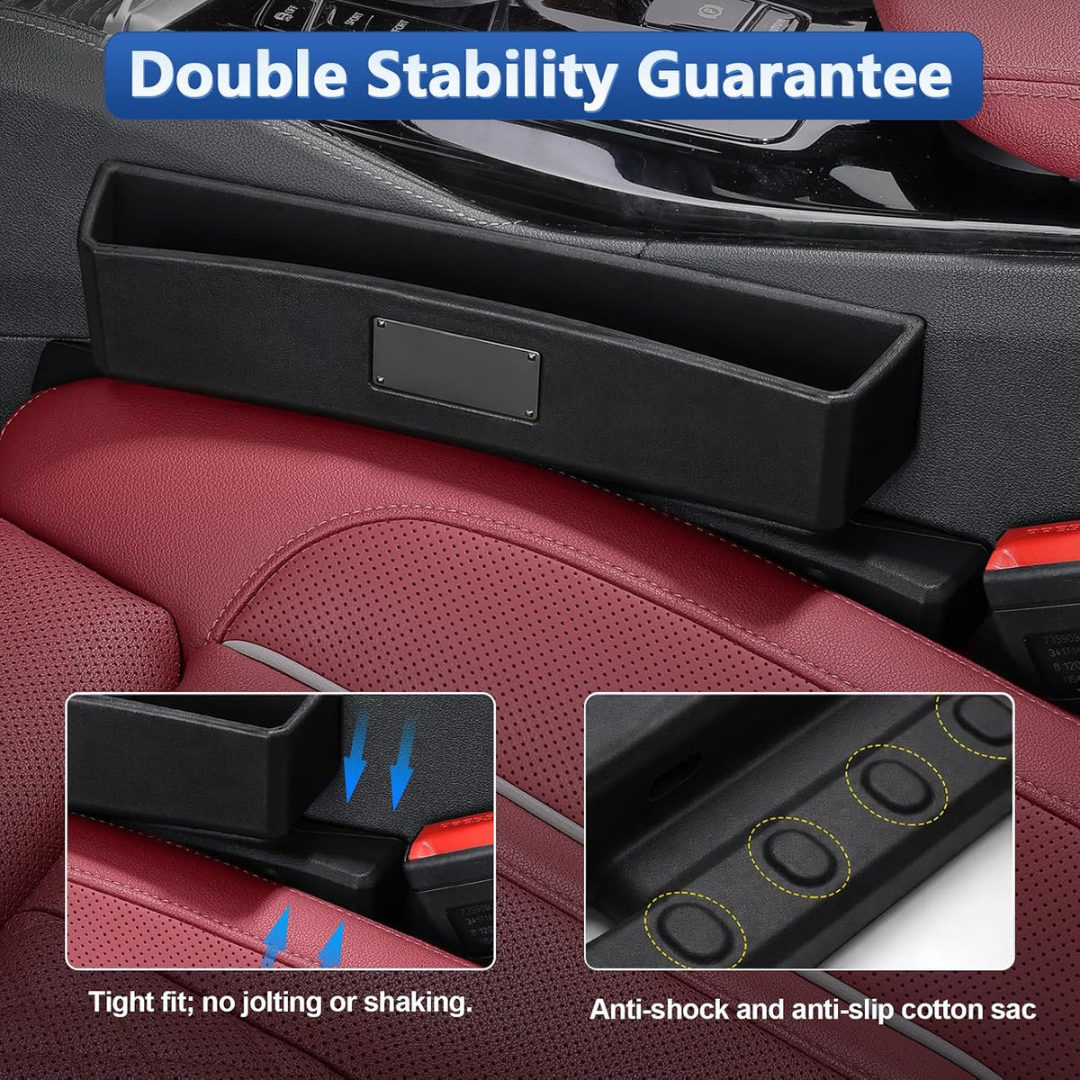 Car Seat Gap Filler Organizer，Premium PU Seat Gap Filler Organizer with Storage，Car Gap Seat Filler Fit for Car SUV Truck Between Seat and Console