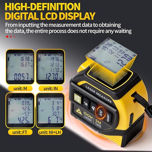 4-in-1 Digital Laser Tape Measure, 328ft Laser Distance Meter