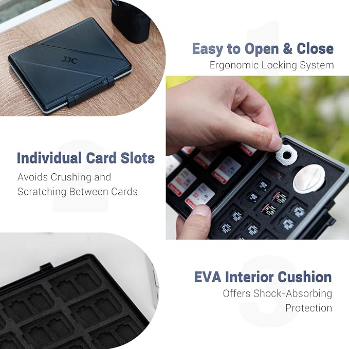 JJC 45 Slots Memory Card Case for 30 Micro SD and 15 SD Cards