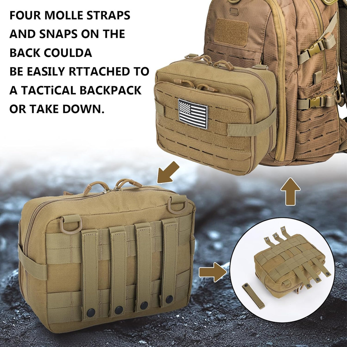 Skiennix Tactical Pouch - Large EDC Gear Organizer with MOLLE System & Expandable Medical Pocket