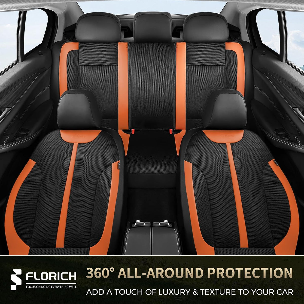 Seat Covers, Car Seat Covers Full Set, Black&Brown Seat Covers for Cars 5 Seats, Breathable Car Seat Protector, Front and Rear Car Seat Cushion, Automotive Seat Covers Universal Fit for Most Cars SUV
