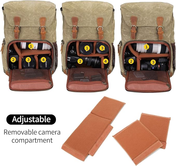 UBAYMAX Camera Backpack, DSLR SLR Waterproof Canvas Camera Bags Rucksack 15.6