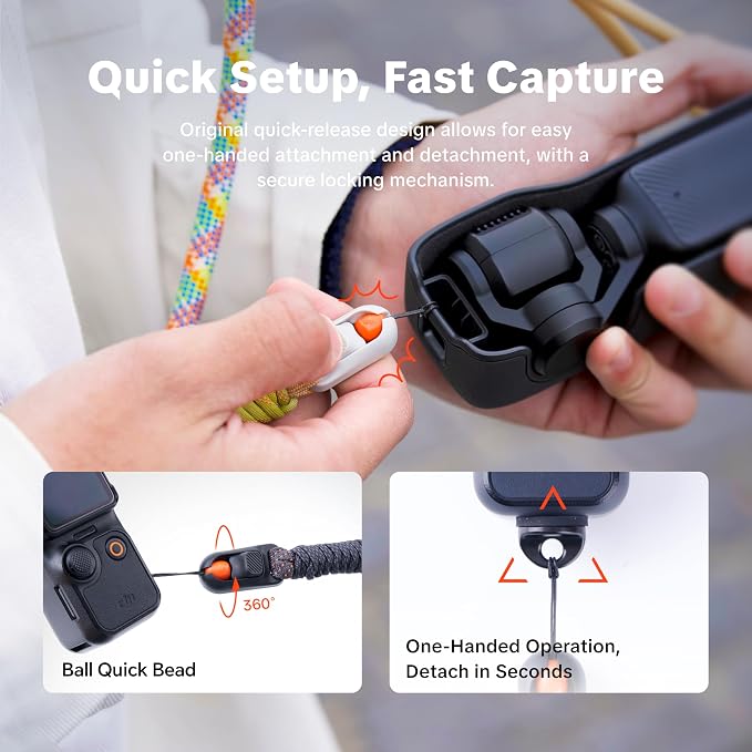 PGYTECH Camera Strap for DJI Osmo Pocket 4/3/Xtra Muse, 2-in-1 Shoulder/Wrist