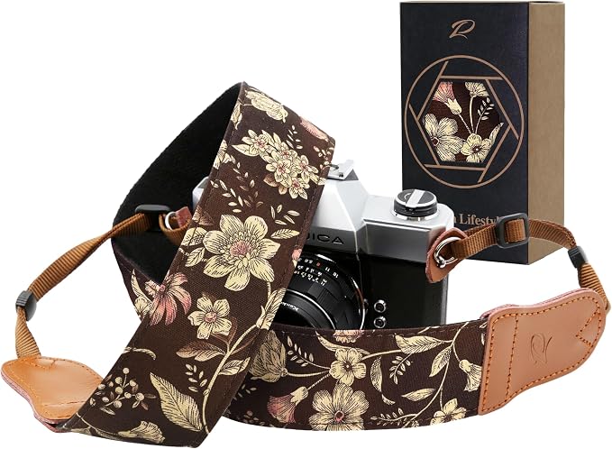 Padwa Lifestyle Japanese Brown Printed Floral Camera Strap
