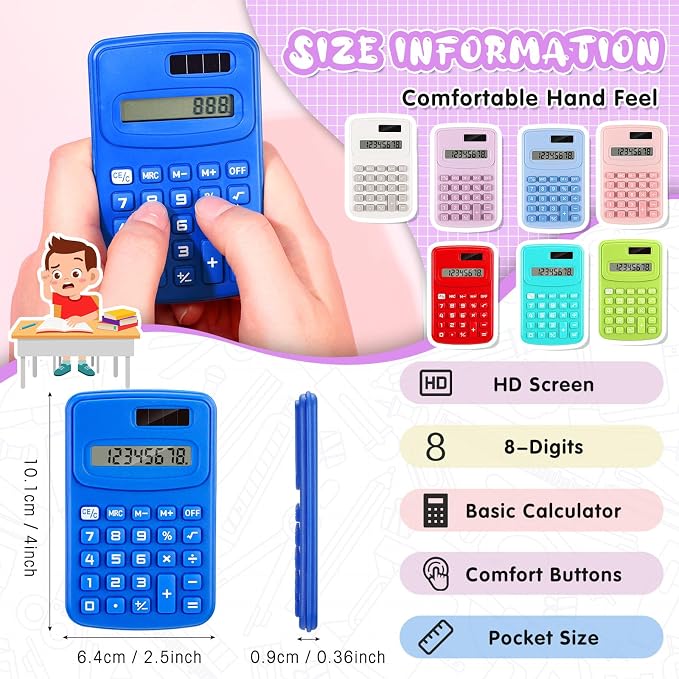 LEIFIDE 24 Pack Pocket Calculator Small Bulk Basic 4 Function Calculator 8