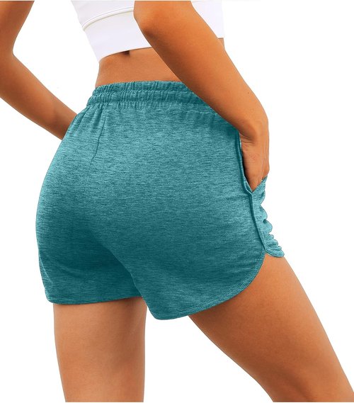 Aloodor Women's Athletic Running Shorts - Dolphin Style with Pockets & Adjustable Drawstring