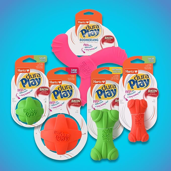 Hartz DuraPlay Bacon Scented Dog Toys, Small (Assorted Color)