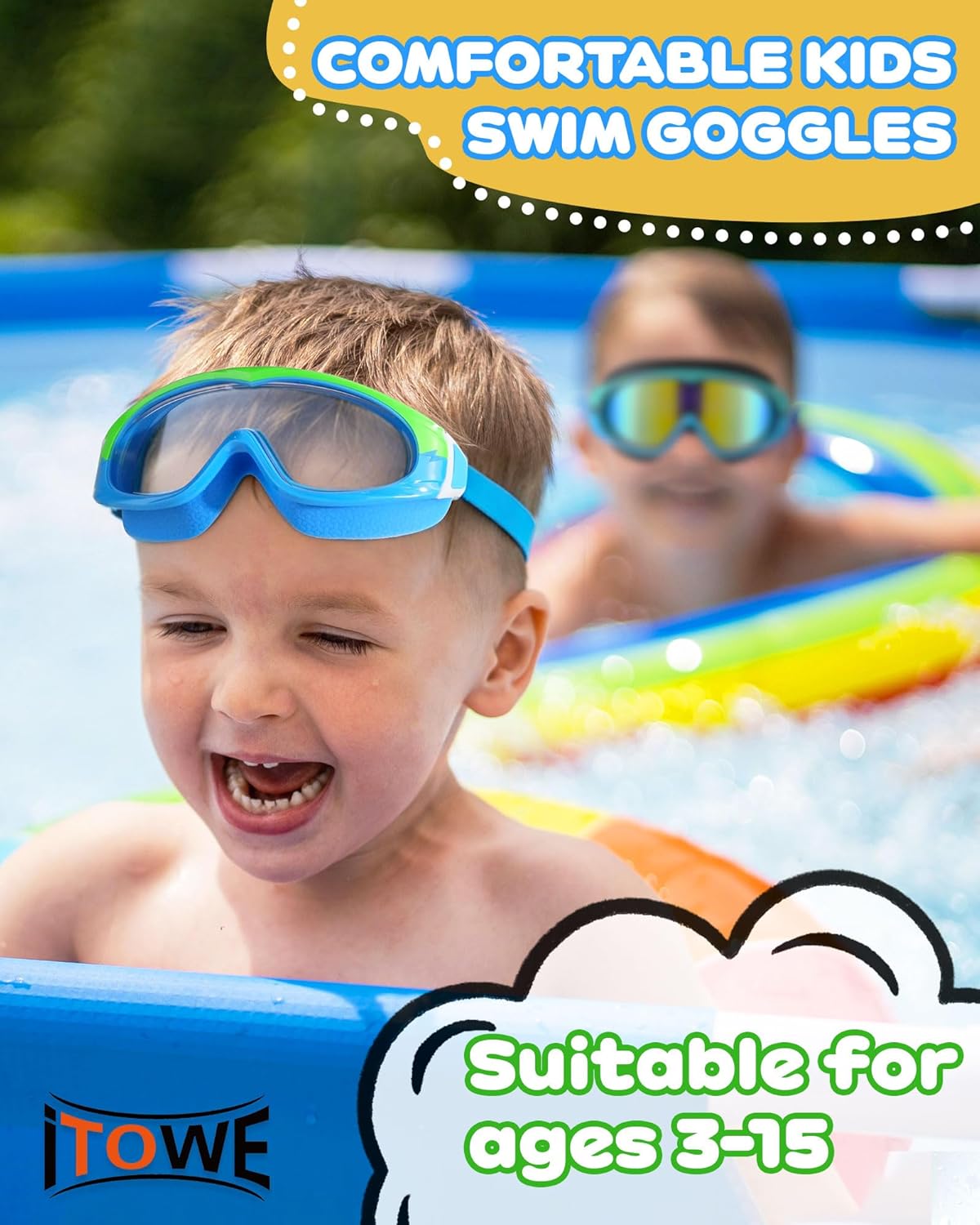 Skiennix Wide View Swimming Goggles - No Leak Design with Anti-Fog & UV Protection | Kids 3-15 Years