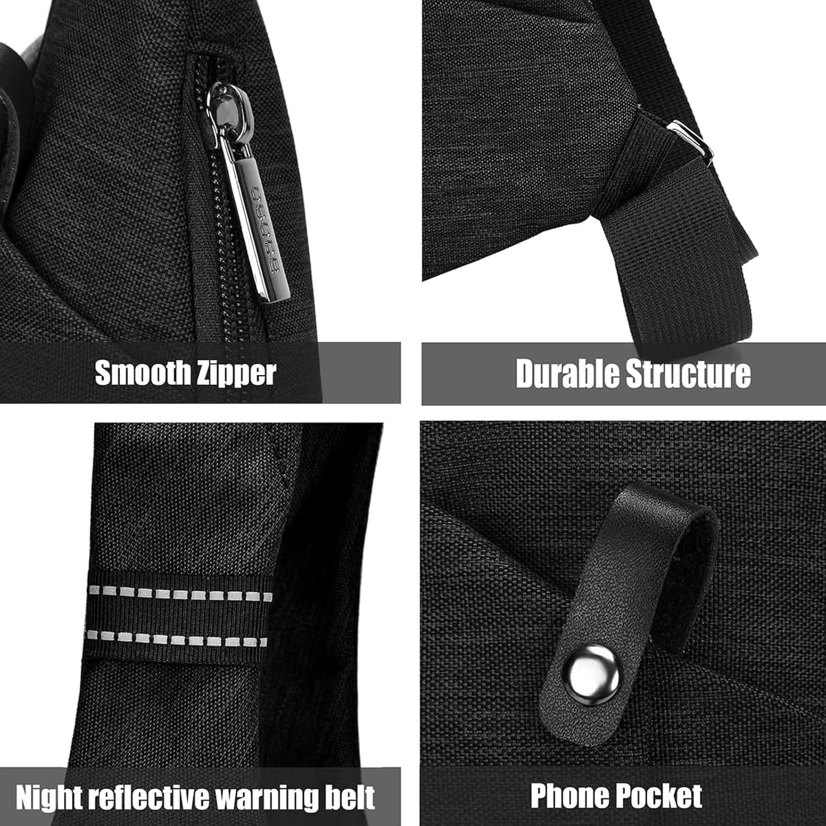 OSOCE Lightweight Sling Bag - Anti-Theft Crossbody for Men & Women | Large Black Travel & Hiking Bag