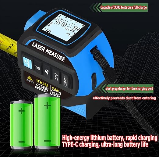 Tape Measure 4-in-1 Laser Digital Measuring Tape & 40m/131ft Laser Distance